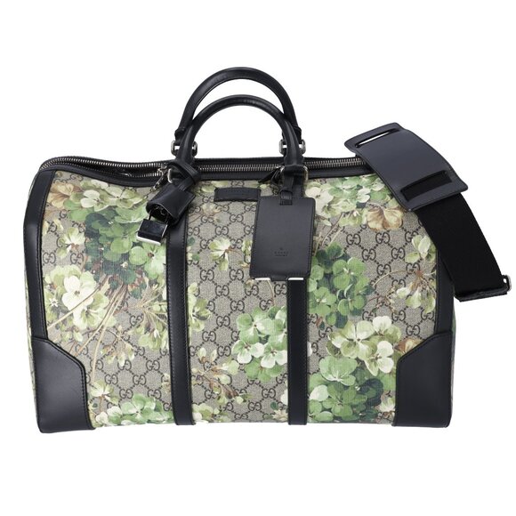 GUCCI GG Plus GG Supreme Boston Bag 406380 Beige Khaki Floral - Picture 1 of 10